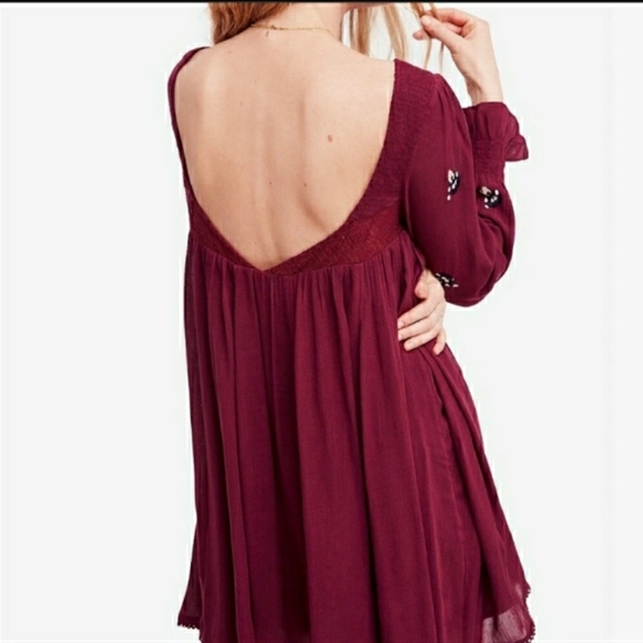 NWT Free People Moya Embroidered Mini Dress Frare Cuffed Sleeves. - Picture 5 of 8
